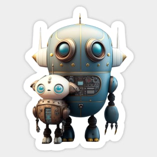 Cute Vintage Robot with Sidekick Sticker